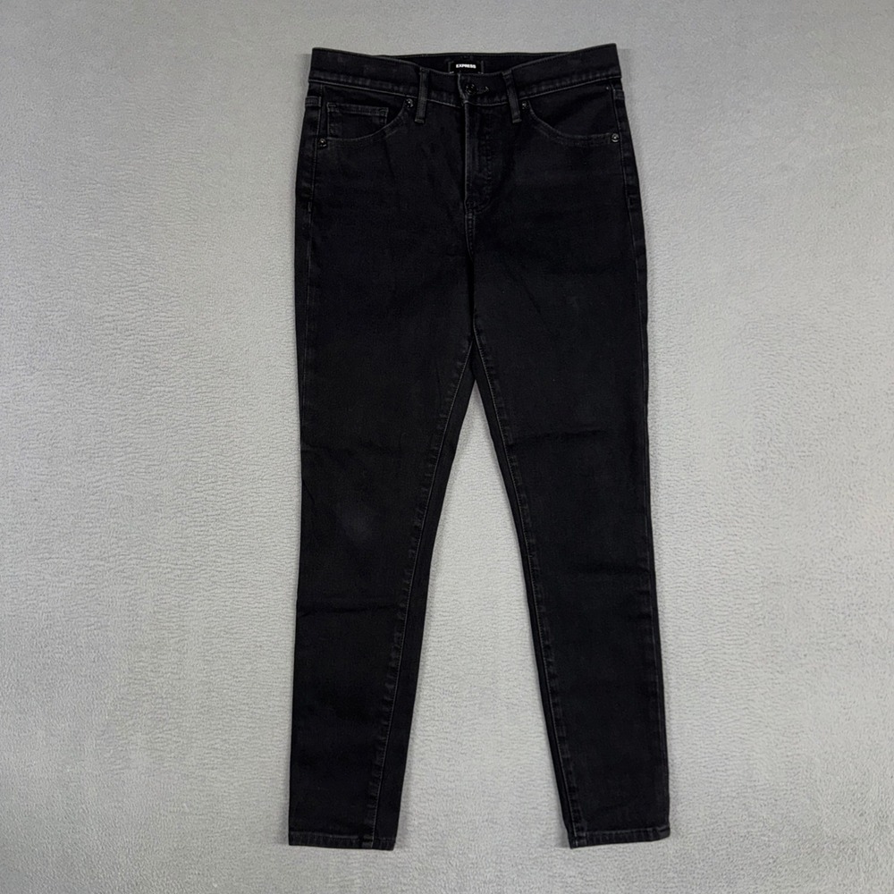 Express Jeans Womens 6 Black Mid Rise Skinny Stretch Denim Cotton Blend Preppy